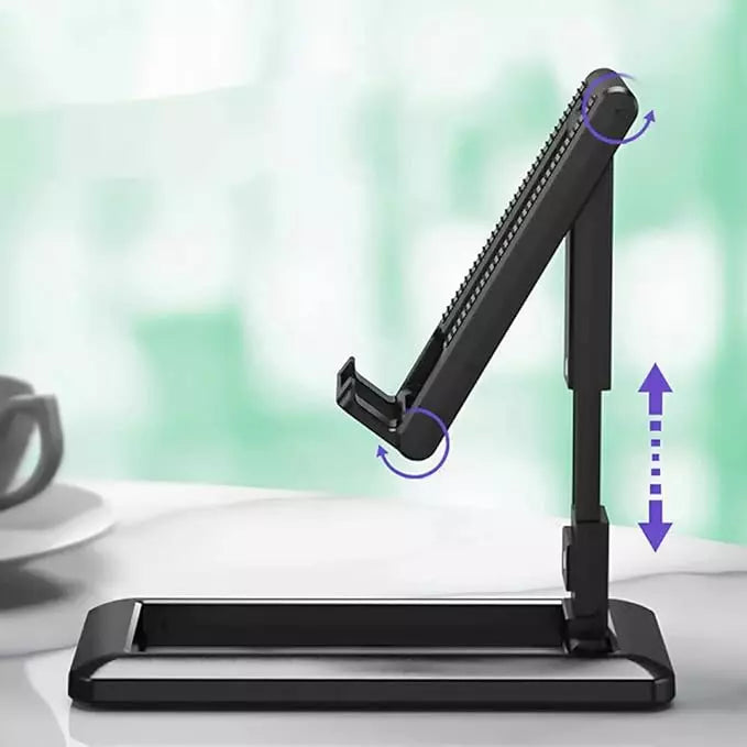 Suporte de Telefone de Mesa Dobrável – Ajustável, Compacto e Resistente