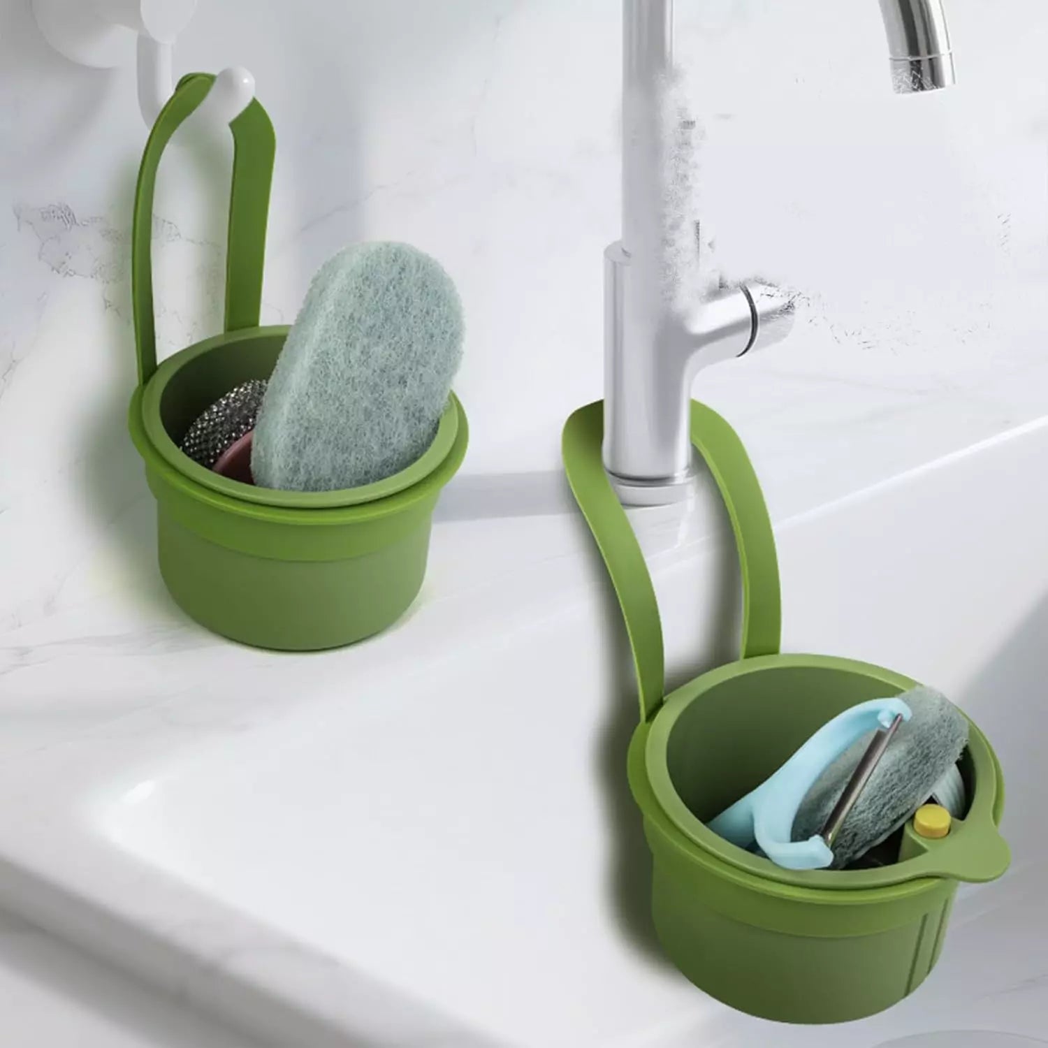 Cesta de Drenagem Tipo Imprensa – Filtro de Alimentos e Organizador de Pia Multifuncional