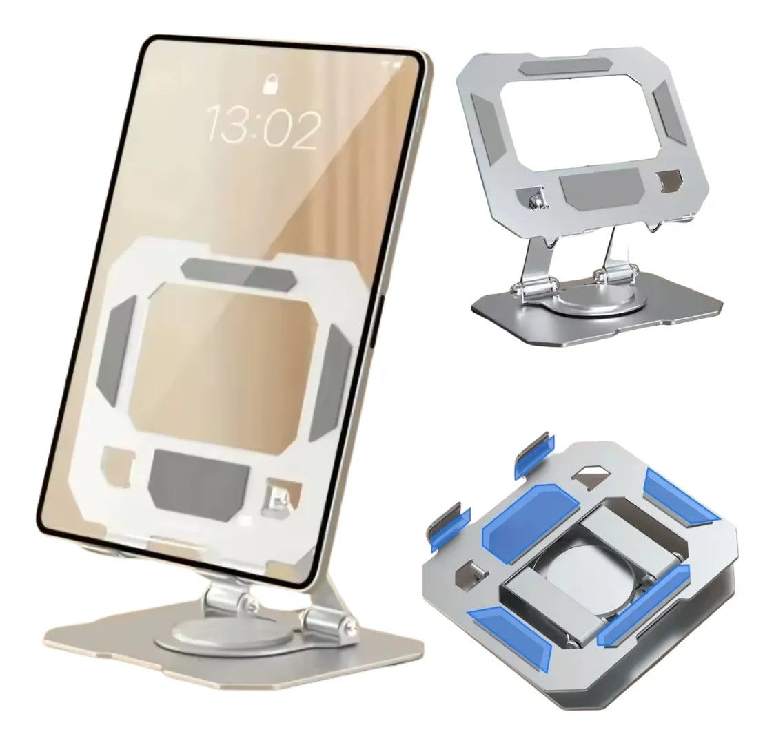 Suporte Giratório 360° para Tablet – Ajustável, Dobrável e Universal (4.7 a 12 Polegadas)
