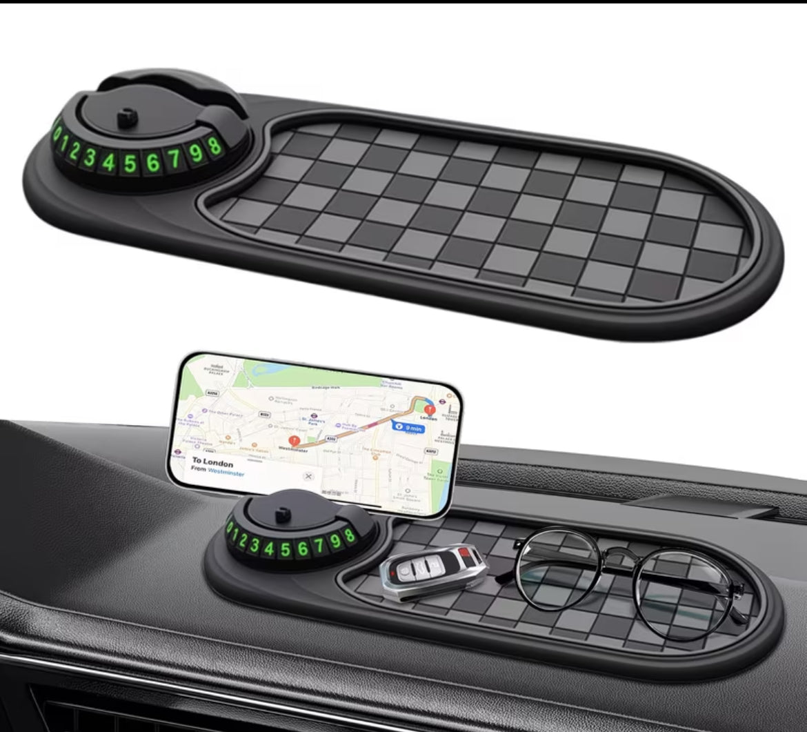 Tapete Antiderrapante 2 em 1 para Painel com Suporte para Telefone,