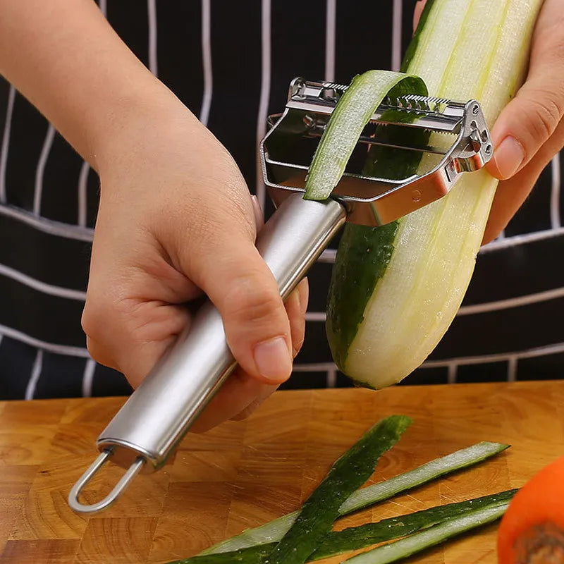 Descascador de Vegetais em Aço Inoxidável Multifuncional – Lâmina Dupla Ultra Afiada