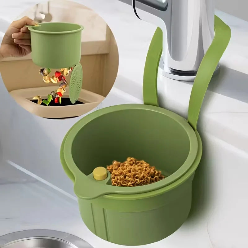 Cesta de Drenagem Tipo Imprensa – Filtro de Alimentos e Organizador de Pia Multifuncional