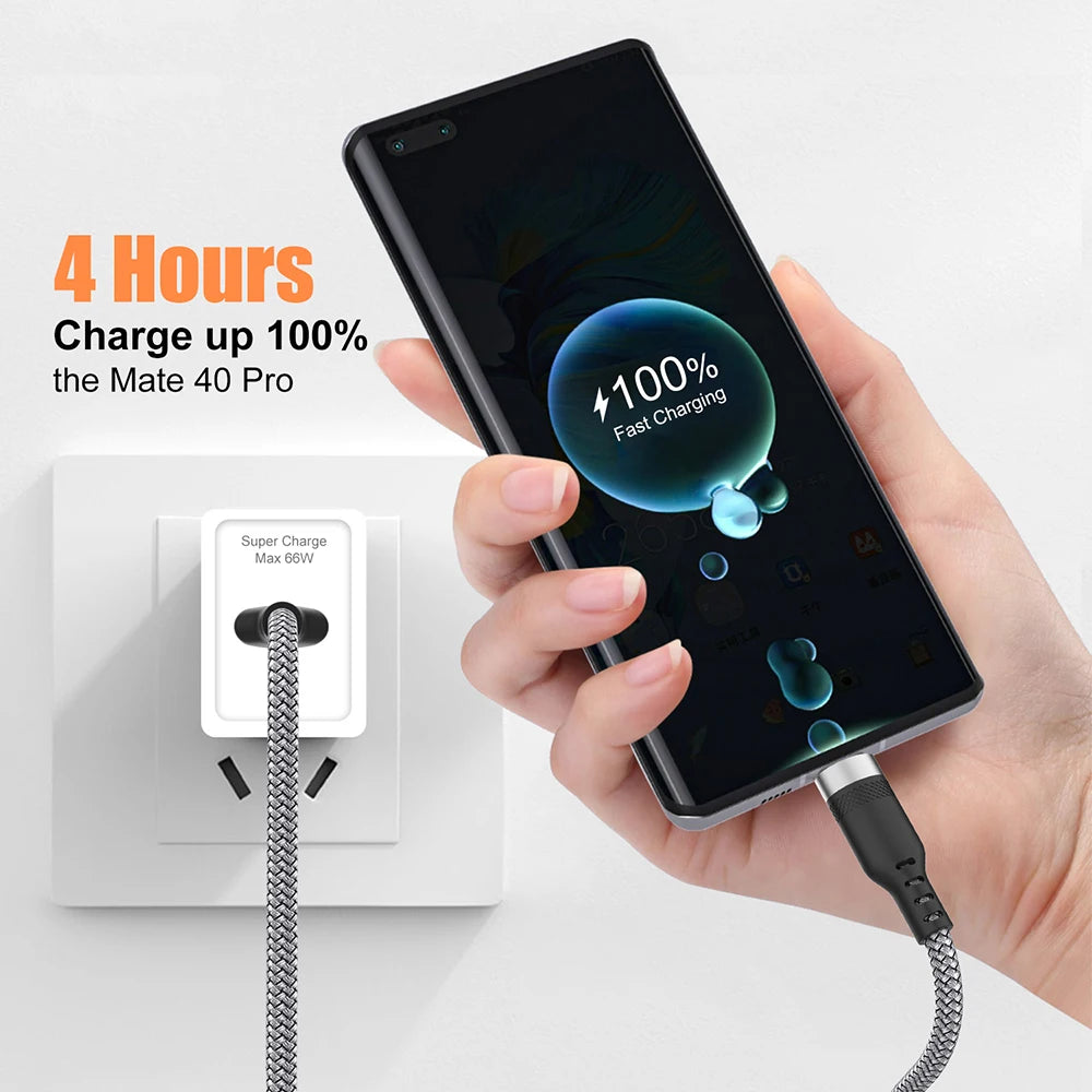⚡ Cabo USB Tipo C 6A Super Rápido – 1m, 2m, 3m, 5m e 8m | Carga Turbo para Huawei, Xiaomi, Vivo, OnePlus e Mais