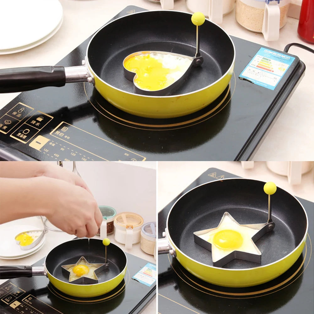 Molde Omelette em Aço Inoxidável – Kit com 5 Moldes para Ovos e Panquecas