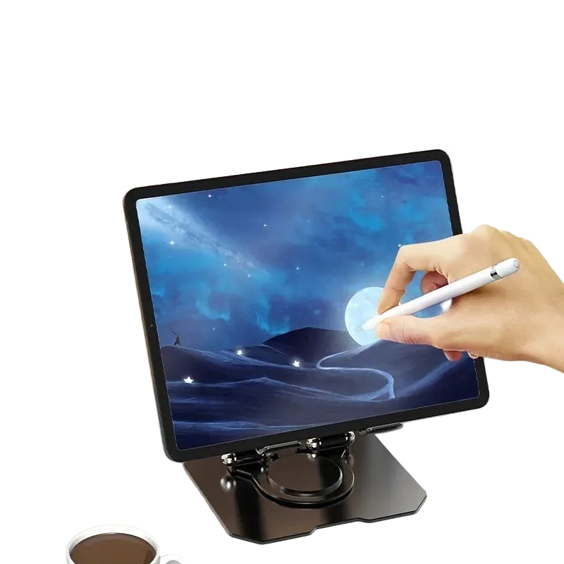 Suporte Giratório 360° para Tablet – Ajustável, Dobrável e Universal (4.7 a 12 Polegadas)