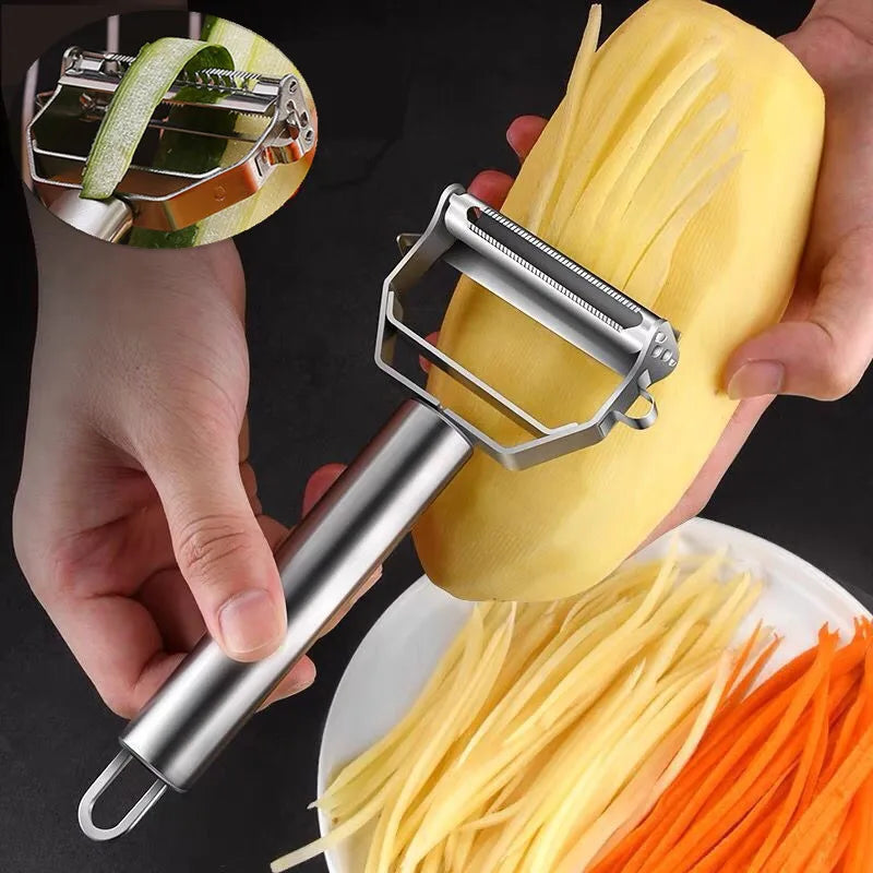 Descascador de Vegetais em Aço Inoxidável Multifuncional – Lâmina Dupla Ultra Afiada